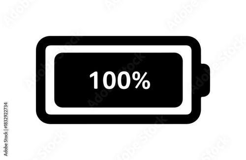 Fully charged battery icon, energy and power symbol