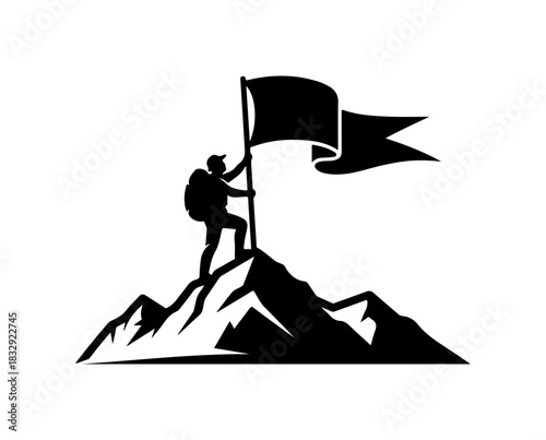 Achieve goals, conquer peaks, success adventure