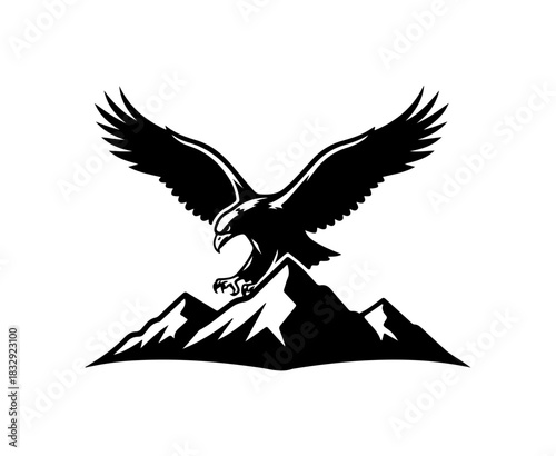 Majestic eagle soars above mountain peaks vector art