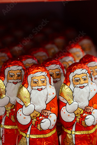 Shiny Foil Wrapped Chocolate Santa Claus Figures