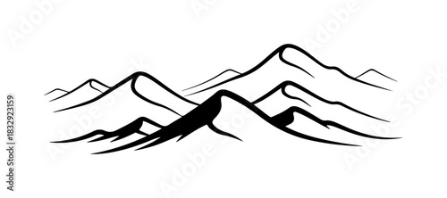 Majestic mountain range outline, simple, modern design