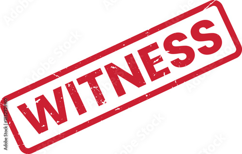 Red Witness Stamp Vector Graphic: Grunge Style Illustration for Legal, Business, and Verification Concepts. Authentic Mark with Distressed Texture.
