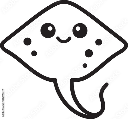 A charming outline of a stingray, designed to evoke a sense of childlike wonder and a love for marine life. The simplicity highlights the beauty of this unique creature.