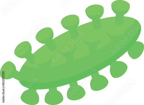 Green virus with spikes, showing an infection pathogen