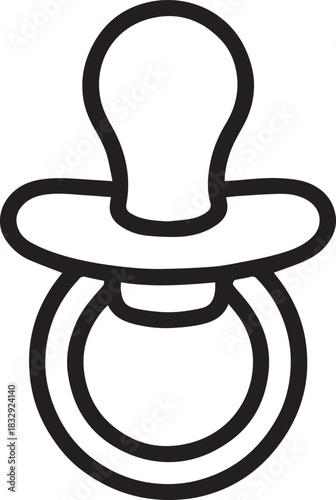 A minimalist vector illustration of a baby's pacifier, showcasing a simple yet iconic design.