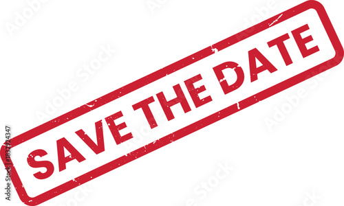 Red Save The Date Stamp Vector Illustration for Wedding Invitation, Events, and Special Occasions. Reminder, Appointment, Celebration, Notice