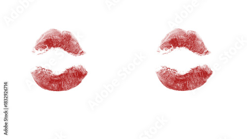 Foto Bold red lip prints convey passion, love and beauty for Valentine's Day designs,