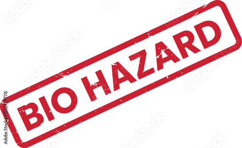 Red Biohazard Stamp on White Background for Safety and Awareness. Perfect for scientific, medical, and health-related designs and presentations.