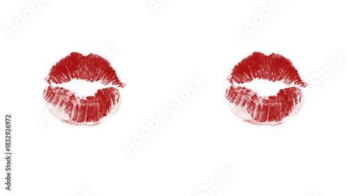 Bold red lip imprint with contrasting light and dark backgrounds, perfect for romantic designs, fashion projects, or beauty product promotions, modern and chic