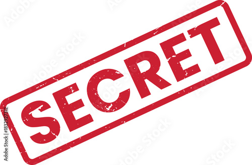 Red Secret Stamp with Grunge Texture - Confidential Information, Classified Document, Top Secret, Privacy Concept - Isolated Vector Illustration