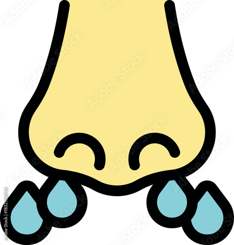 Runny nose dripping mucus showing sickness or infection from cold or flu virus