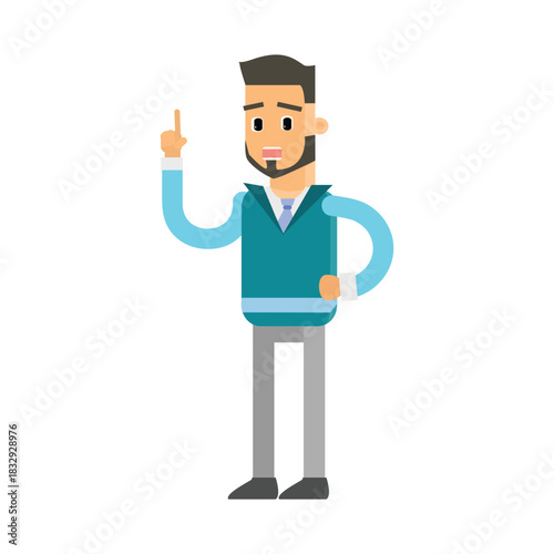 Man raising his index finger, having a sudden idea or making a point