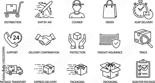 Delivery and Logistics Icon Set Streamline Your Design with These Versatile Symbols