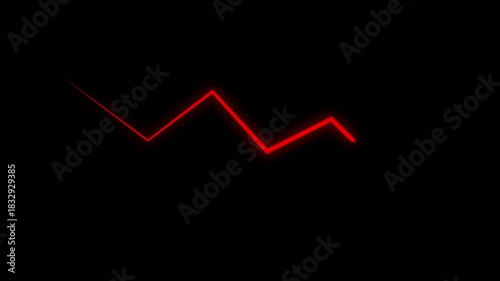 Red Downward Arrow Animation. Falling Trend Indicator, Loss Signal, Decline Marker on Dark alpha Background