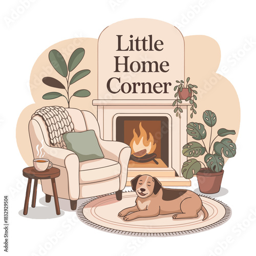 A modern illustration of a cozy living room corner
