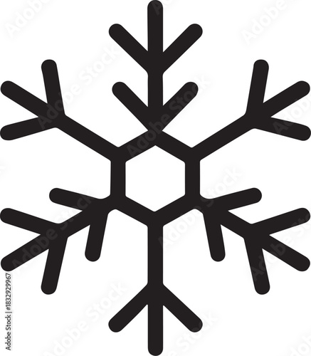 A simple, yet elegant, black and white snowflake symbol, capturing the delicate beauty of winter.