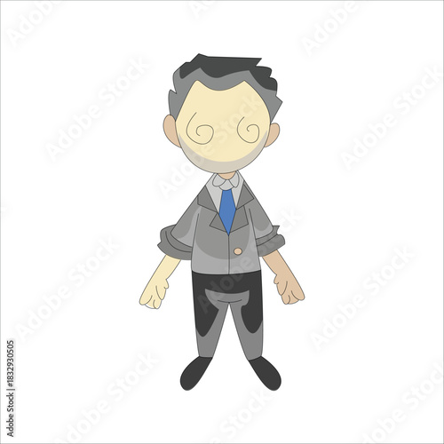 Confused businessman with spiral eyes, looking dizzy or hypnotized