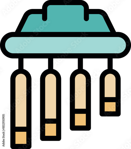 Relaxing wind chime hanging outdoors, creating a peaceful atmosphere with its gentle sounds