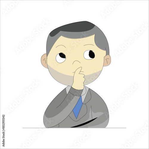 Close-up of a thoughtful businessman with his hand on his chin, making a decision