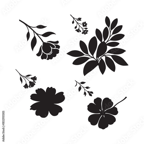 A beautiful floral branch silhouette design adorning the top left corner with soft lines, perfect for decorative elements, invitations, and aesthetic designs