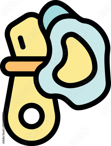 Yellow baby pacifier with a turquoise cap for hygiene and safety