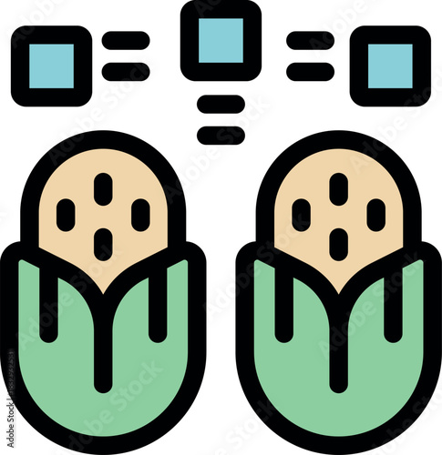 Genetically modified corn cob equals regular corn cob, demonstrating the equivalence between modified and natural food