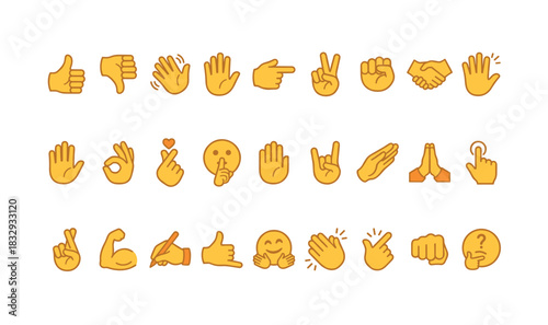 Collection of emoji hand gestures and expressions