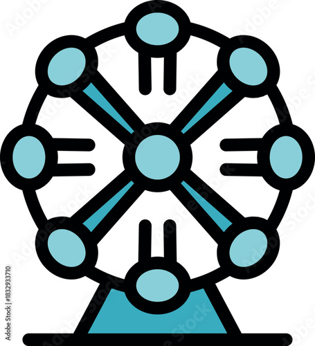 Ferris wheel rotating under blue sky at amusement park on summer day