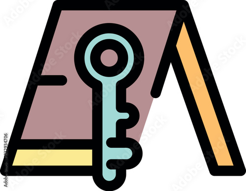 Key overlaying a stylized house representing real estate, security, and home ownership