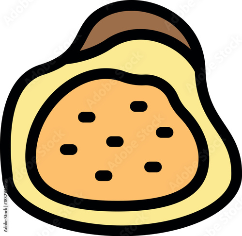 Cartoon open mussel showing its meat, perfect for seafood restaurants and culinary businesses