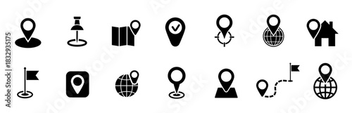 Location pin icon. Map pin place marker. Set of map pointers