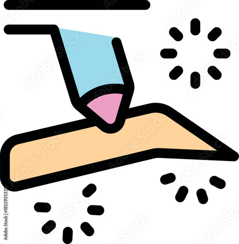 Illustration of a colored pencil drawing a dynamic line with sparkles, representing creativity, learning, and artistic expression