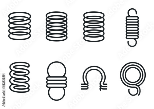 Various wire coil designs on dark gradient background