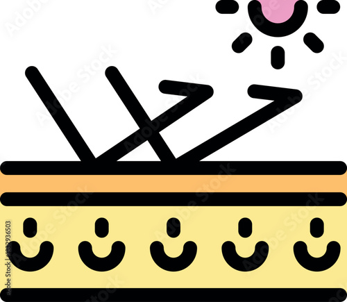 Sun protection reflecting uv rays protecting skin layers, dermatology and skincare concept