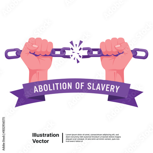 Breaking Chains Illustration Advocating for the Abolition of Slavery and Human Freedom