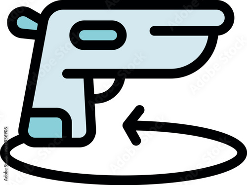 Virtual gun rotating counterclockwise, showcasing a modern approach to weapon handling and interaction in a digital environment