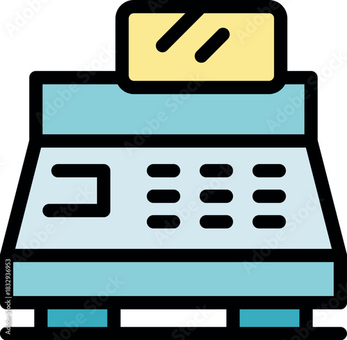 Electronic cash register calculating total price, modern payment technology for business and retail