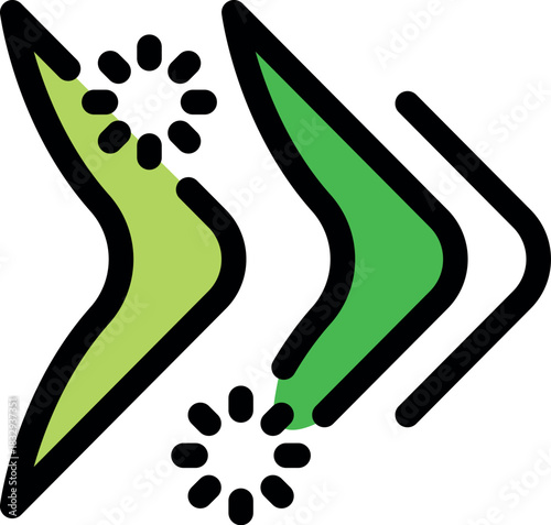 Boomerangs are moving forward, symbolizing data transfer and loading process