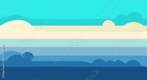 Vector illustration of a calm sea and sky background.
