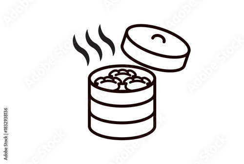 せいろに入った熱々の餃子のアイコンイラスト