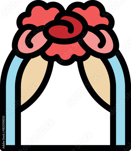 Decorative arch with flowers and pastel curtains for weddings