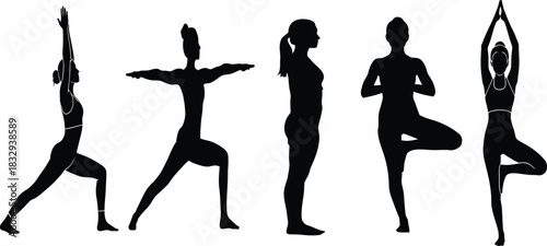Silhouette yoga poses a sequence of balance strength and flexibility in motion