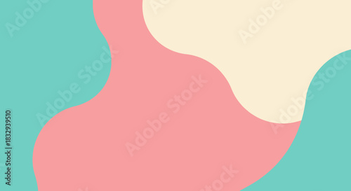 Abstract shapes in pastel colors create a soft background.