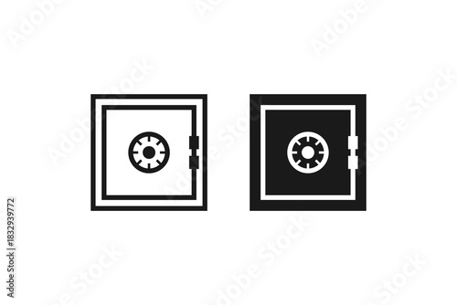 safe deposit box icon line dan flat design