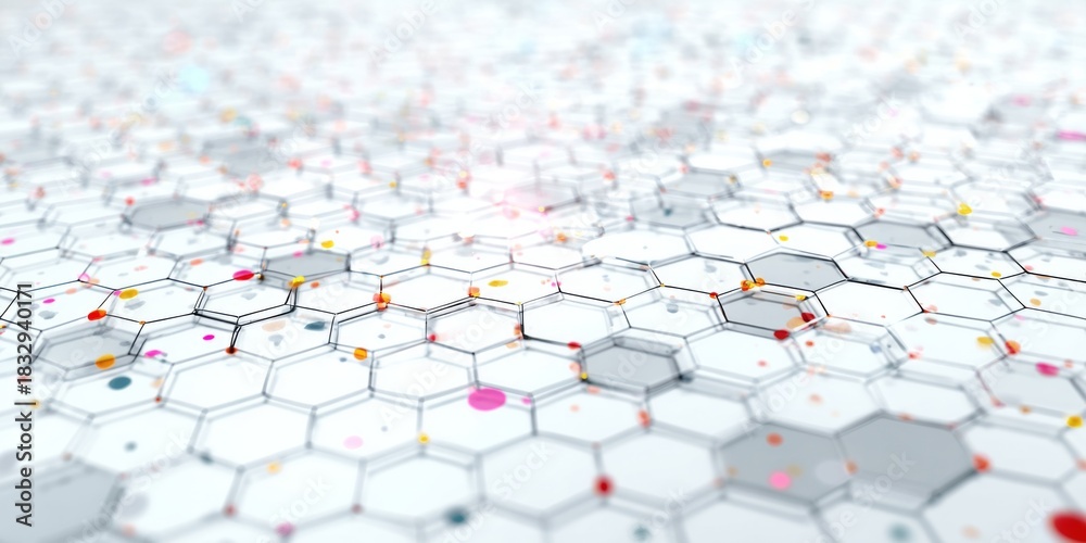 Obraz premium Abstract Pattern of Colorful Hexagons on a White Background Representing Modern Technology and Data Visualization Concepts