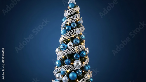 Stunning holiday tree with blue and silver decorations