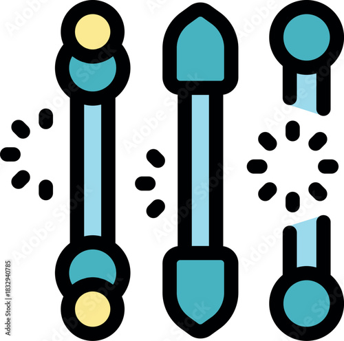 Tuning knobs are adjusting sound parameters with light effect, symbolizing precise audio control and enhancement