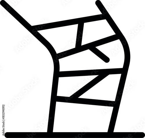 Elastic bandage wrapping injured knee providing support and compression for healing