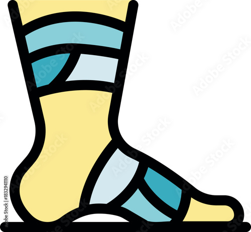 Bandaged foot showing elastic bandage and medical treatment