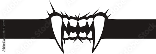 Vampire fangs black and white graphic design element.